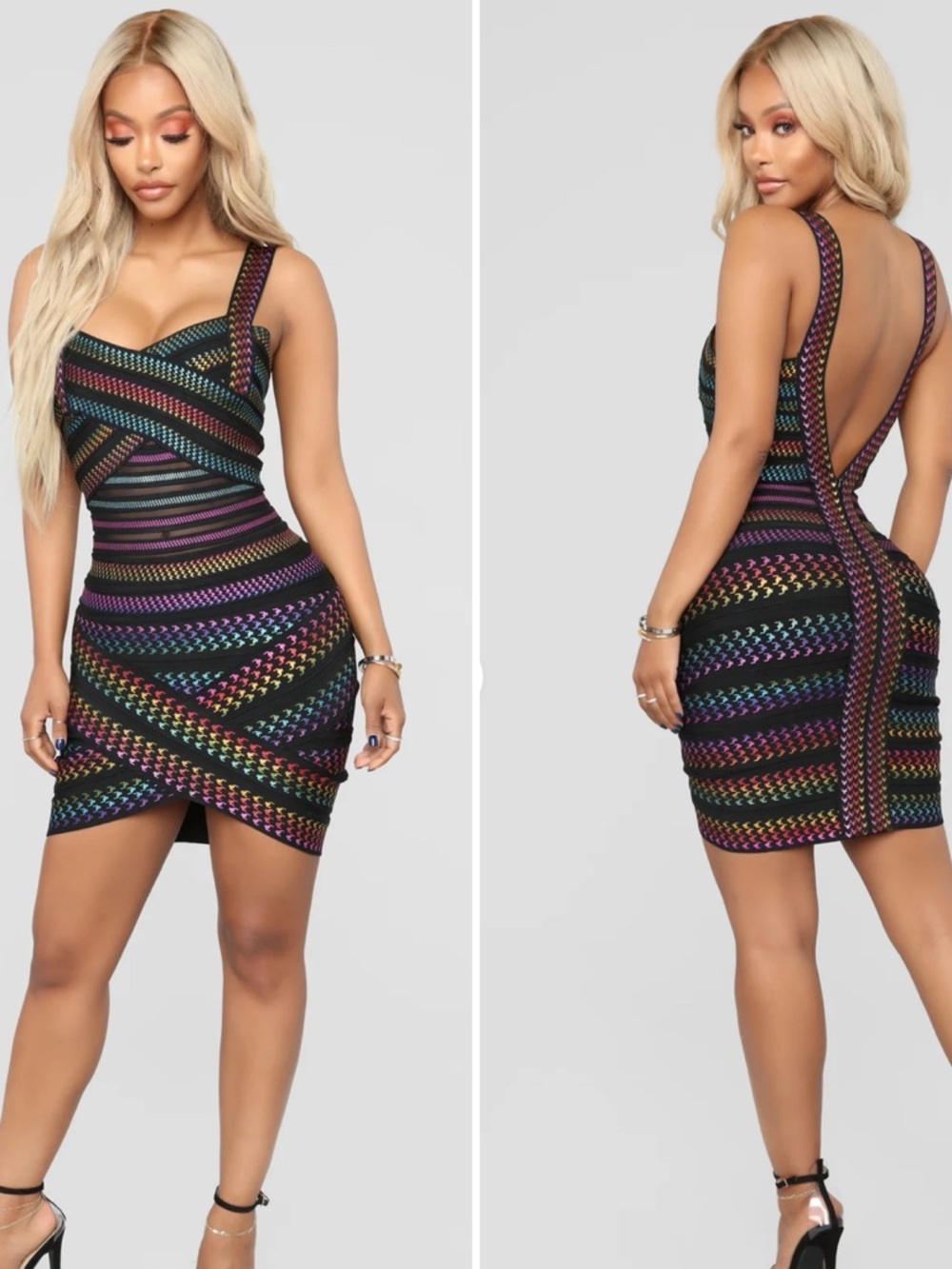 Black Mini Dress with metallic Rainbow - Picture 13 of 14